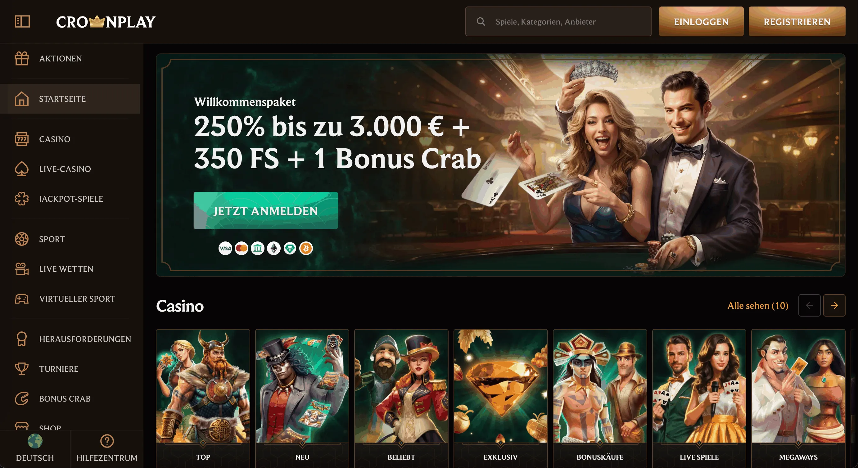 CrownPlay Casino Homepage